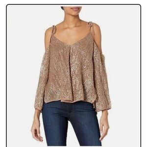 Astr the label brown off the shoulder top size small